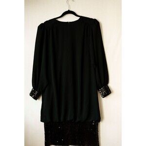 Vintage Chez tandy black longsleeve sequin dress cocktail party event XL NYE